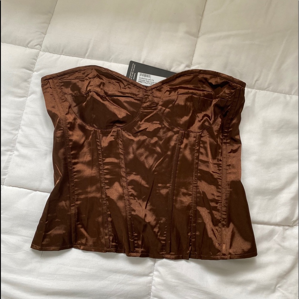 NWT brown satin corset top